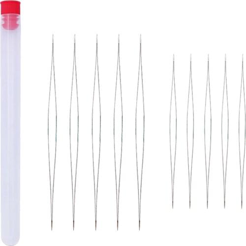 10 Pieces Stainless Steel Beading Needles Big Eye Craft Hand Sewing Needles 2 Sizes with Needle Bottle Jewelry making Tool