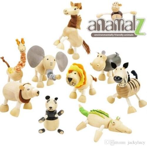 Hot sale!Anamalz Maple Wood Handmade Moveable Animals Toy Farm Animal Baby Educational Toys 23pcs/lot