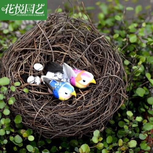 Simulation Feather Birds Nest Eggs Models Fake Artificial Foam Animal Wedding Home Garden Ornament Miniature Decoration