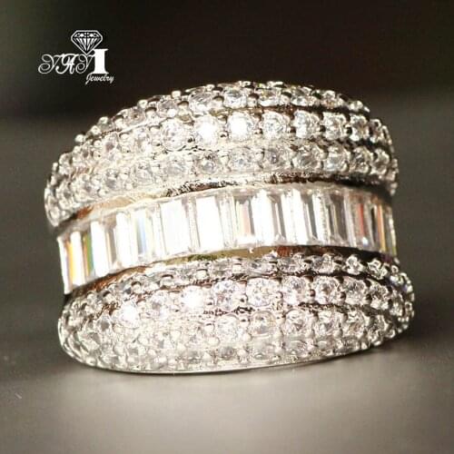 YaYI Fine Jewelry Fashion Princess Claw Set Cut White Cubic Zirconia Silver Color Engagement Wedding Party Lovers Gift Rings