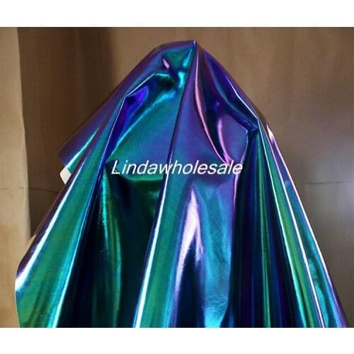 Laser blue purple leather fabric,sewing cloth,Clothing bag background autumn and winter leather fabric