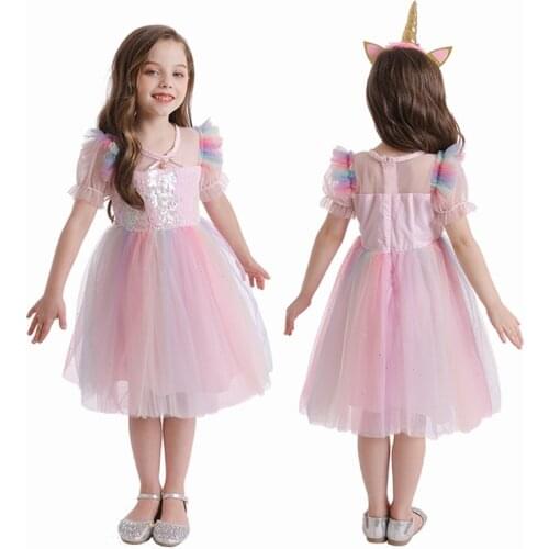 Summer Casual Dresses Baby Girl Dress Toddler Girl 2-8 Years Pink Dress Kids Clothing Christmas Clothes Lace Dress Cake Dress