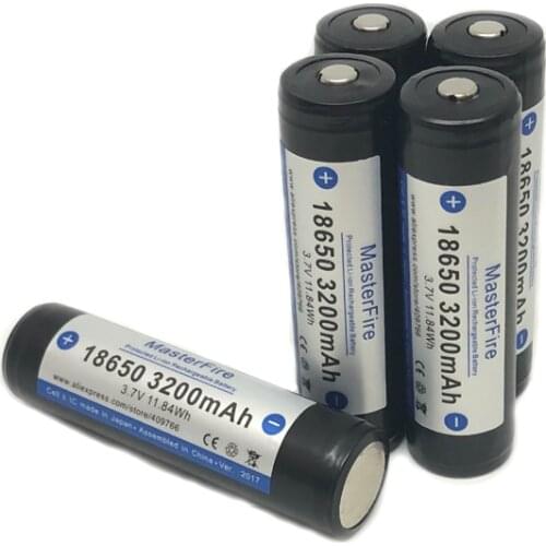 MasterFire 100% Original Protected 18650 3200mAh 3.7V Rechargeable Battery Lithium Batteries with PCB Made in Japan