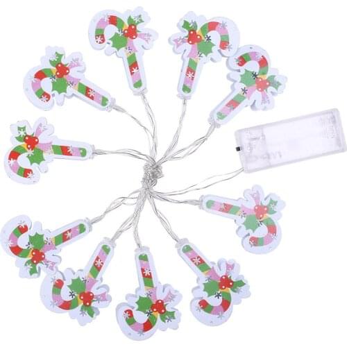 10LED Metal Christmas Candy Cane String Light Battery Home Party Prop Xmas Decor christmas decorations for home