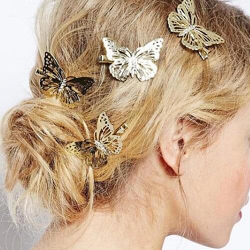 Trendy Retro All-match Metal Butterfly Hollow Vivid Hairpin Hair Clip Hair Barrette Hair Accessories for Daily Wear Party Casual