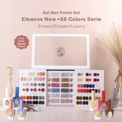 Eleanos 68 Colors Gel Polish Set 15ml One Color Gel One Bottle Semi Pernanent UV Gel Need Top Coat Base Coat Nail Gel Set