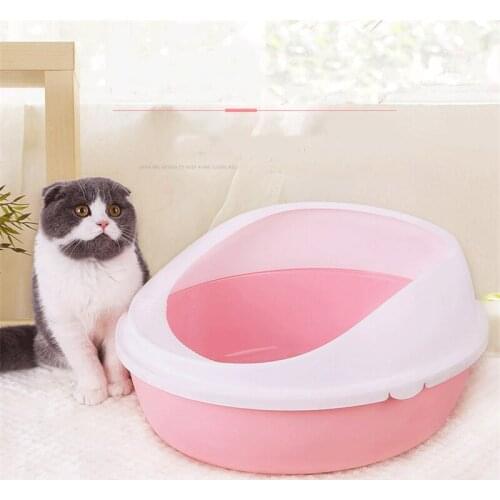Cat litter pot anti-splashing plastic toilet extra large semi-closed sand pot small cat pot pull cat supplies full set