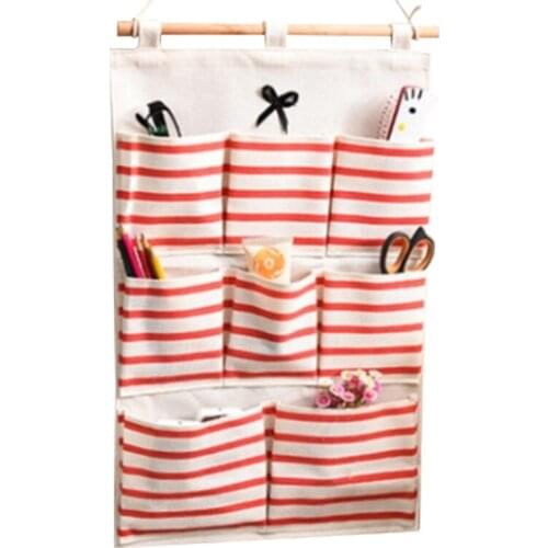 Cotton and linen cloth art door wall storage hanging pocket bathroom waterproof multi-layer multi-functional hanging bag