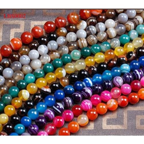 Natural GemStone Purple striped Agate Onyx Round Loose beads