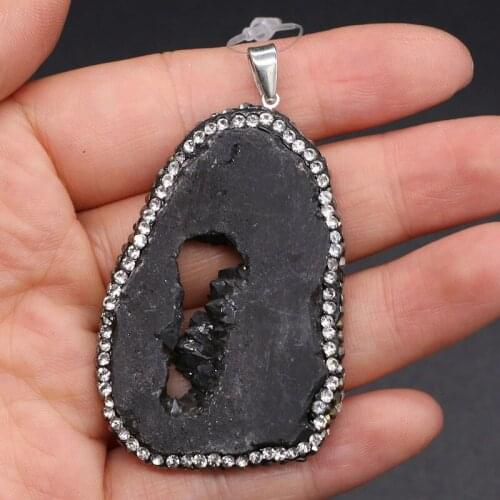 New Natural Stone Pendant Irregular Purple agates Faceted Pendant Necklace for DIY Jewelry Best Birthday Gift Size 35x45mm