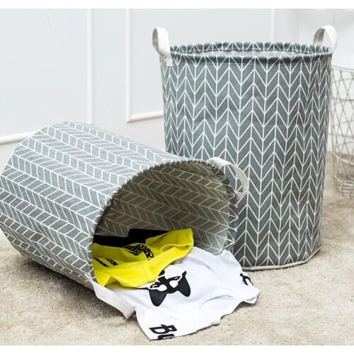 Clearance sale - Cotton Laundry basket folding storage box large foldable bag cloth organizer Washing Dirty Clothes Big Basket