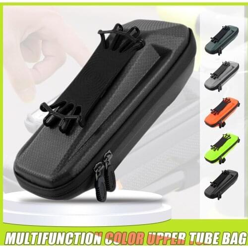 Bike Front Frame Bag EVA Hard Shell 1.8L Bicycle Top Tube Bag Waterproof with 360 Degree Rotating Phone Holder for 4" to 6.5"