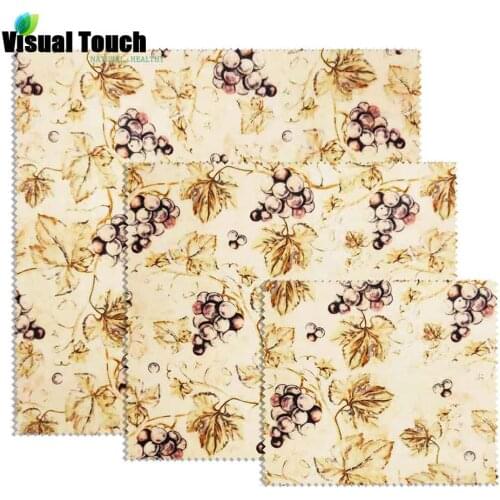 Visual Touch Grape Beewax Wraps beeswax wrappers Food Wraps Sandwich Bag Cheese Fruit Bread Snacks Onion Wrap Organic