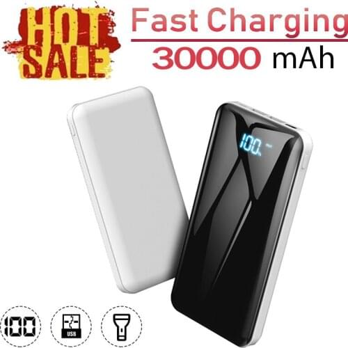 30000mAh Wireless Power Bank 2USB Port Large Capacity Portable Charger Fast Charging External Battery for Samsung Xiaomi Iphone