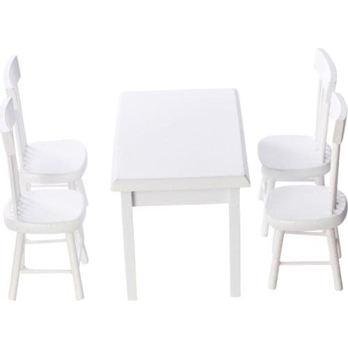 1:12 Dolls House Miniature Unpainted White Table and Chairs Furniture Model