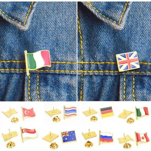 1pc Fashion Colorful Creative Flag USA Australia Canada Korea Metal Brooch Badge Pin Cap Denim Jacket Clothes Decoration Jewelry