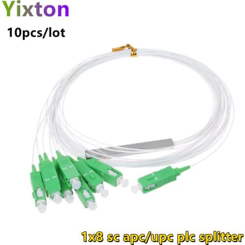 Free shipping 10 PCS/Lot 1X8 PLC SC APC/UPC Fiber Optic Splitter FTTH Single Mode