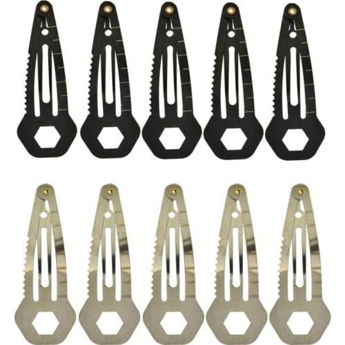 10/ pack) Stainless Steel Tactical Hair Clip Multitool Cutter Wrench Opener Ruler Screwdriver Hairpin mini EDC Survival Tool