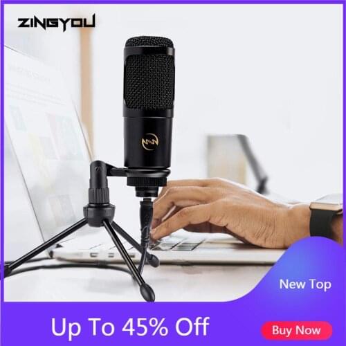 100% Original ZINGYOU USB Microphone For Computer Gaming Chatting Mic With Stand Tripod Metal Condenser Microphone 009