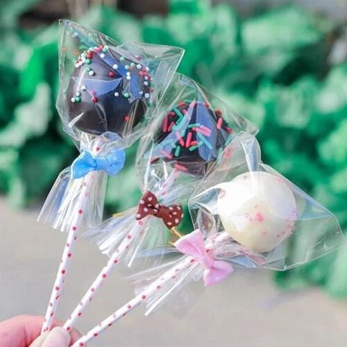 100 Transparent Plastic Bags Chocolate Lollipop Cookies Packaging Bag Christmas Wedding Birthday Party Gift Bag