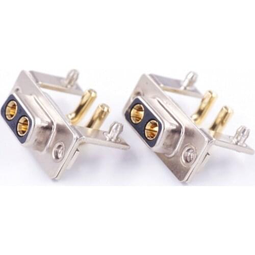 2 pcs High Power 30A 2W2 D-Sub Connector Combo Receptacle Female Socket 2 Power Panel Mount Through Hole Right Angle PCB bracket