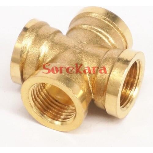 3/4" BSP Female Brass Equal Cross 4 Ways Pipe Connector Fitting Coupler