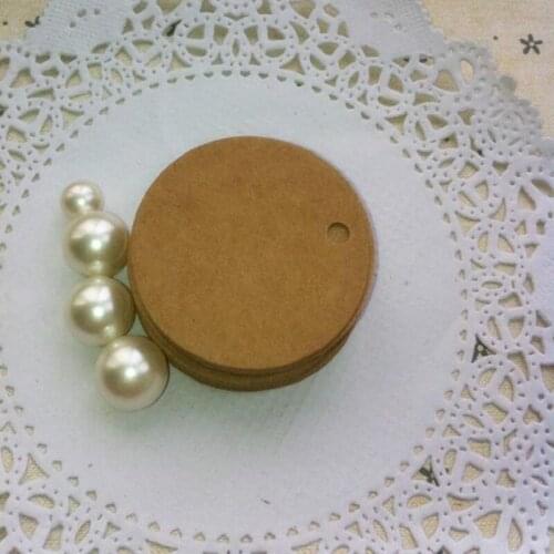 3.5* 3.5 Cm Kraft Paper Round Cardboard Label Clothing Garment Tags Blank Packaging Gift Paper Id Card 500 Pcs/lot