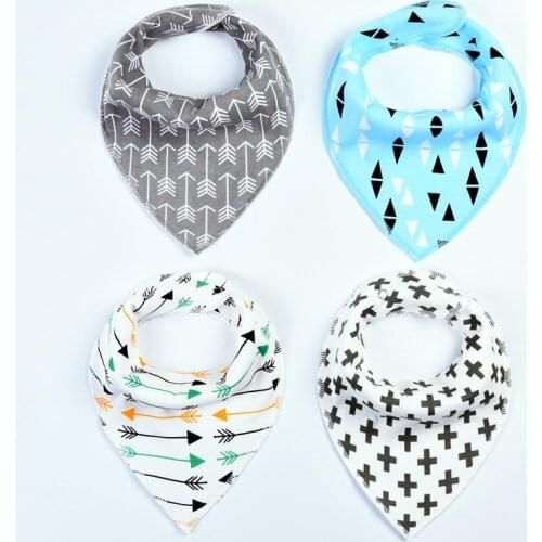 4 PCS Baby Babador Bandana Bibs Boys Girls Triangle Cotton Burp Cloth Baby Fox Chevron Bandana Bib Saliva Towel D0604