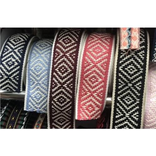 50yards/lot wide 4cm Woven Jacquard Ribbon Trims geometry cotton design for clothing straps accessory LS-798