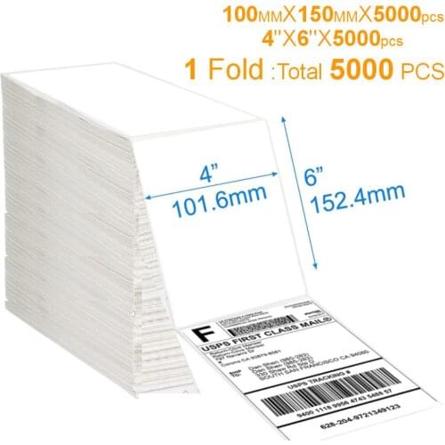 5000pcs Shipping Label for Thermal Label Printer 4x6 100x150 Sticker for Zebra Label Maker Barcode DHL UPS Shopify Label