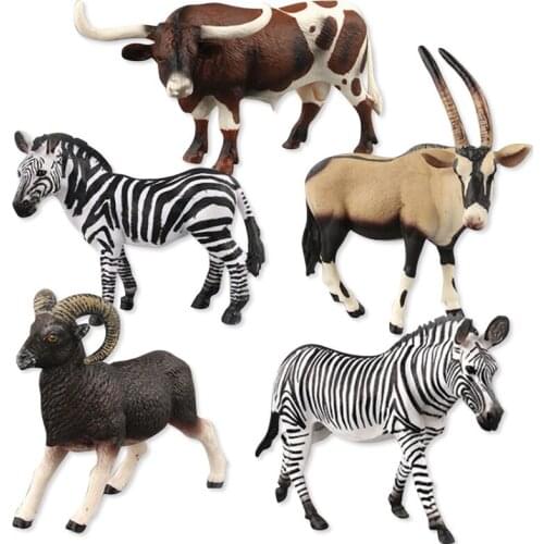 6 Kinds Cognitive Toys Simulation African Wildlife Antelope/ Zebra Figure Collectible Toys Wild Animal Action Figures Kids