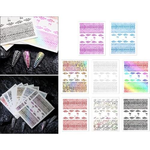 8Pcs/Set Fashion 3D Nail Stickers Self-Adhesive Skull Snakes Manicure Tips Nail Art Decals