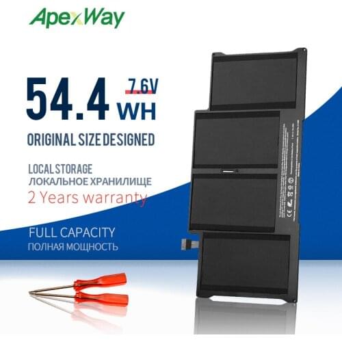 54.4WH New battery for APPLE MacBook Air 13" A1466 2013 year MD760 MD761 A1496 battery Free Tools Base Screws 7.6V