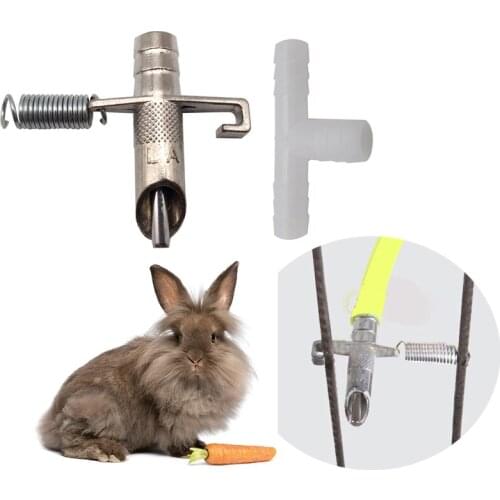 C174 30pcs Automatic Nipple Water Feeder Poultry Animal Water Drinker with Tee Connector Springs for Rabbit Ferret Chinchilla