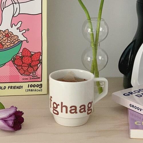 Nordic White Ceramic English Alphabet Tea Mug Cup Milk Coffee Juice Vintage Cup Heat-resistant Water Cup With Handle