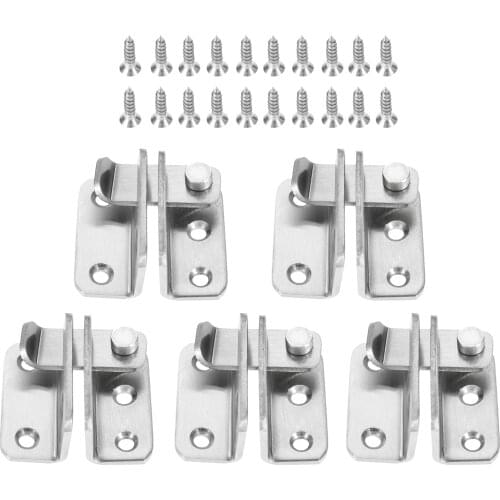 5Pcs Turn on Left Right Simple Slide Bolt Hasps Latches Anti-theft Safety Thicken Stainless Steel Gate Door Locks Padlock Buckle