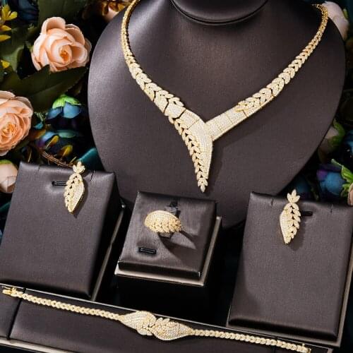 KellyBola Brand Famous Design Trendy Bridal Wedding Jewelry Set Necklace Earring Bracelet Bangle Ring Women Girl Daily Jewelry