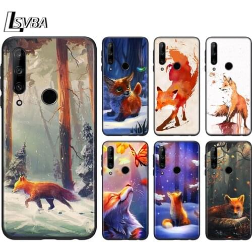 Black Cover Cute cartoon animal fox For Huawei Honor 9C 9N 9S 9A 9X 10 10X 10i 20 20E 20S 30S 30i Pro Lite Phone Case