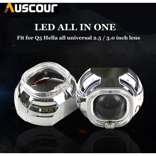 2pcs 3.0 inch DRL led day running angel eyes Projector lens shrouds mask cover white color H1 H4 H7 hid xenon kit headlight