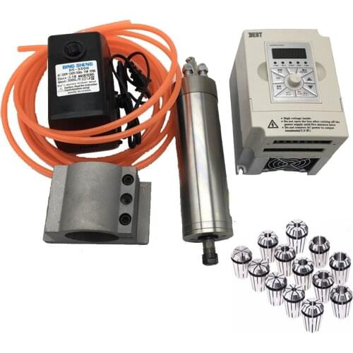 3KW AC 220V Water Cooled Spindle Motor 4HP 24000rpm Frequency converter VFD Pump Clamp Military Plug ER20 1-13mm Collets Kit