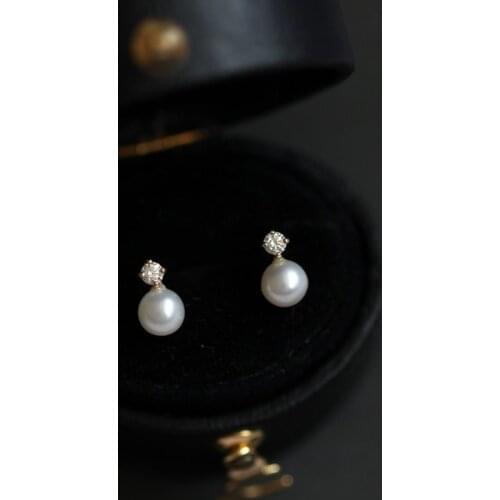 9K Solid Gold Drop Pearl Pendant Jewelry Minimal Dainty Victorian Royal Wedding Bridesmaid Gift Love