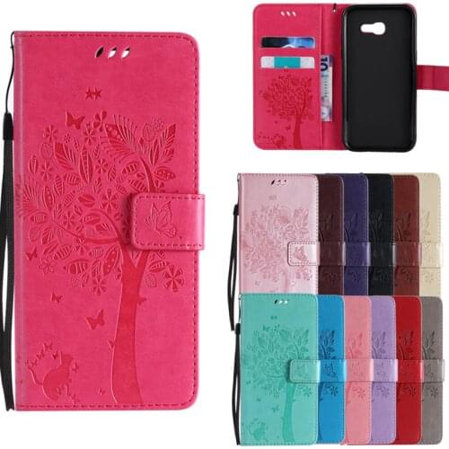 Cat Tree PU Leather Wallet Flip Case For Samsung Galaxy J3 J5 J7 2015 2016 2017 A10 A20 A30 A40 A50 A70 A30S A20E Cover