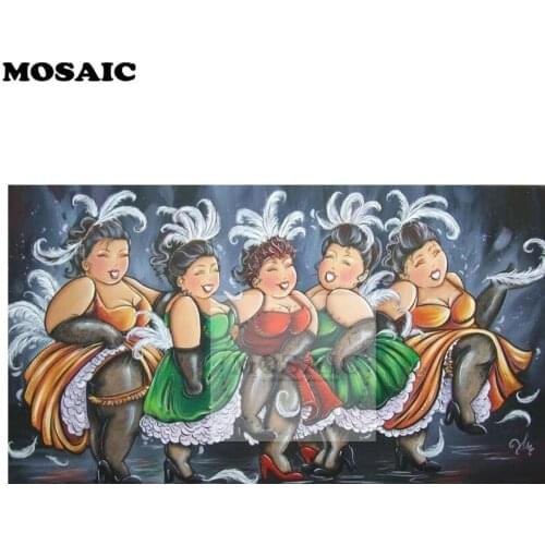 Happy dancing fat lady"woman"Painting Full square round DIY 5D Diamond Painting cross stitch kits mosaic diamond embroidery sale