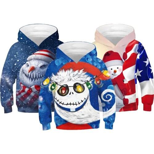 Halloween Kids Hoodies Cartoon Teenagers Sweatshirt for Boy And Girl Birthday Present Snowman Santa Claus Children Coat