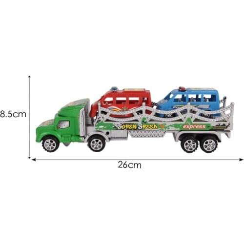 Hot Resistance To Fall Off Green Large Inertia Truck Trailer Hitched To Drag Head Of Inertia Toy Car Platform Project 2021