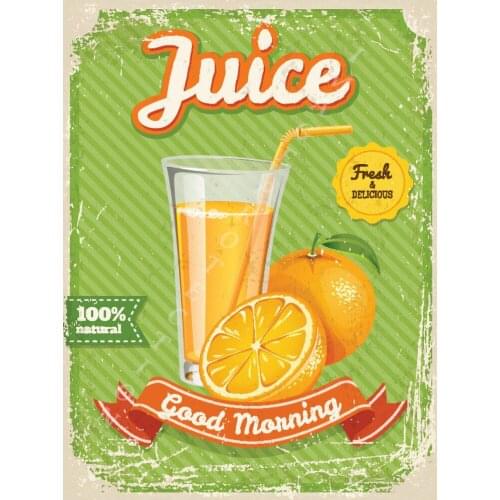 GOOD MORNING ORANGE JUICE METAL TIN SIGN POSTER WALL PLAQUE