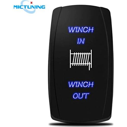 MICTUNING 7Pin DC12-24V Winch In Winch Out Rocker Switch w/ Laser Blue LED Light Momentary Double Throw On-Off-On Toggle Switch