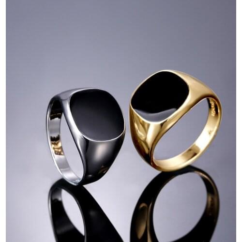 Stainless Steel Punk Polished Black Enamel Knight Ring Vintage Mens Fashion Simple Atmospheric Smooth Wild Jewelry Gifts