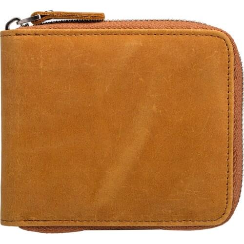 Mens Genuine Leather Cross Wallet Mad Horse Wallet Fashion First Layer Leather Wallet Retro Style Student Purse