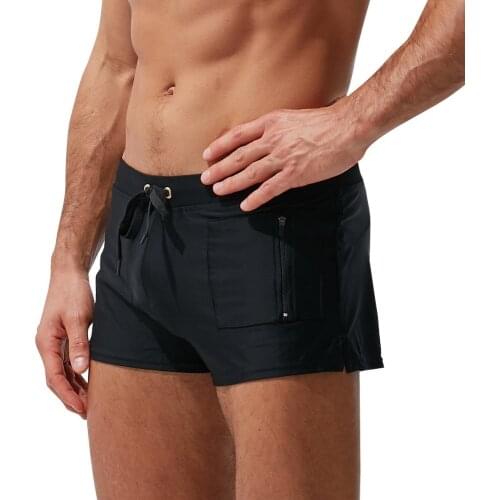 6 Colors Summer Swimwear Men Zipper Swimsuit Boy Swim Suits Boxer Shorts Swimming Trunks Swimming Beachwear